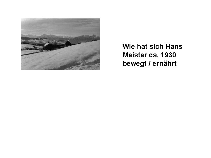 Wie hat sich Hans Meister ca. 1930 bewegt / ernährt 