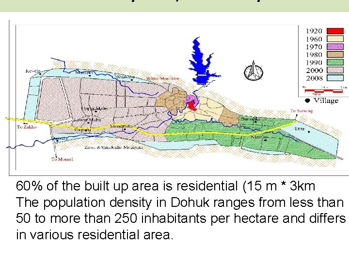 60% of the built up area is residential (15 m * 3 km The