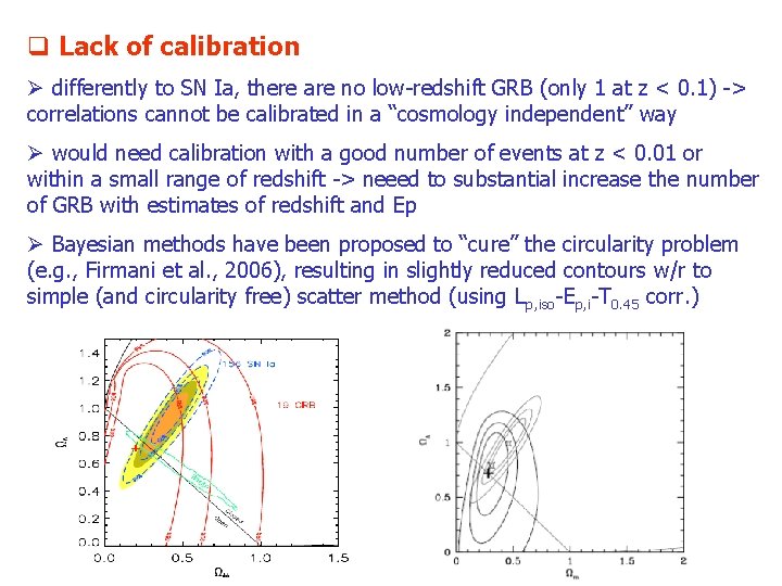 q Lack of calibration Ø differently to SN Ia, there are no low-redshift GRB