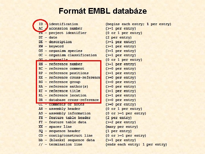 Formát EMBL databáze 
