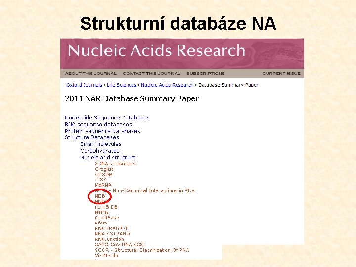 Strukturní databáze NA 