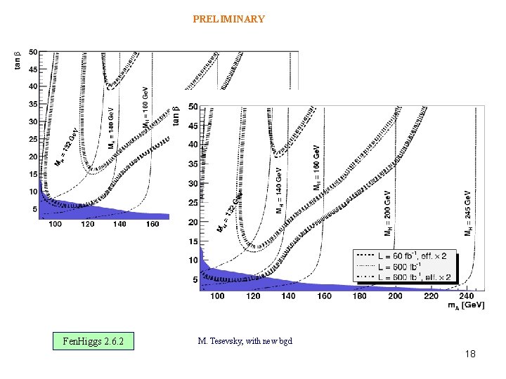 PRELIMINARY Fen. Higgs 2. 6. 2 M. Tesevsky, with new bgd 18 