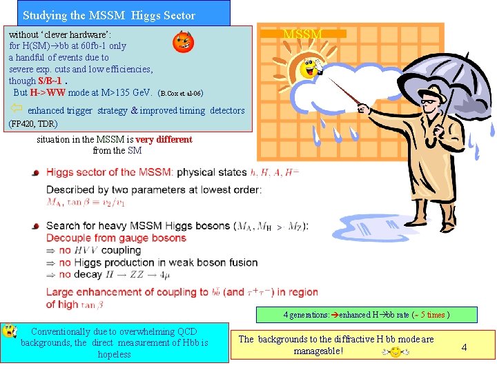 Studying the MSSM Higgs Sector MSSM without ‘clever hardware’: for H(SM) bb at 60