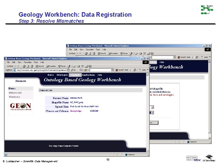 Geology Workbench: Data Registration Step 3: Resolve Mismatches Two terms are not matched any