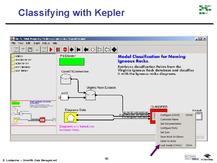 Classifying with Kepler B. Ludäscher – Scientific Data Management 60 