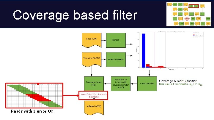 Coverage based filter Reads with 1 error OK 