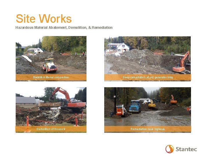 Site Works Hazardous Material Abatement, Demolition, & Remediation Backfill material compaction Deep remediation at