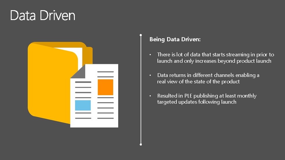 Being Data Driven: • There is lot of data that starts streaming in prior