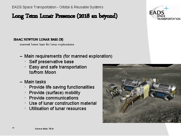 EADS Space Transportation - Orbital & Reusable Systems Long Term Lunar Presence (2018 an