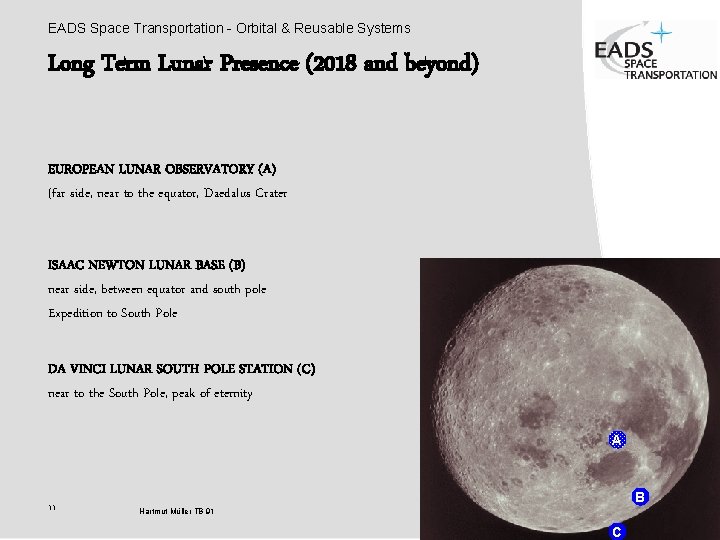 EADS Space Transportation - Orbital & Reusable Systems Long Term Lunar Presence (2018 and