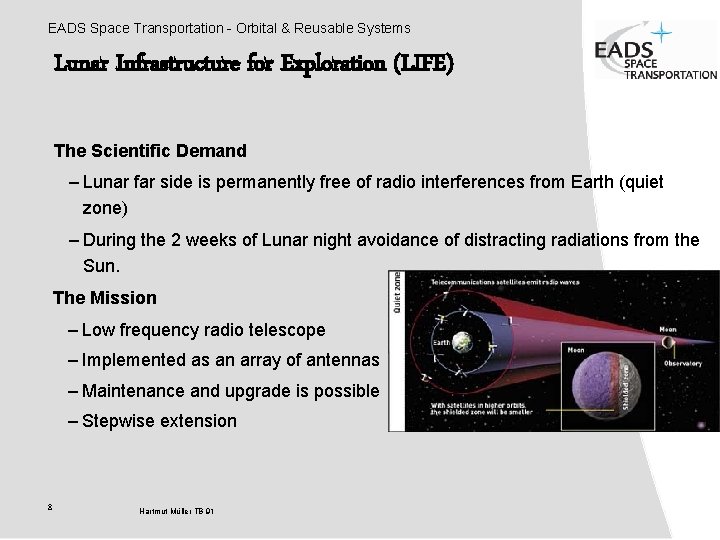 EADS Space Transportation - Orbital & Reusable Systems Lunar Infrastructure for Exploration (LIFE) The