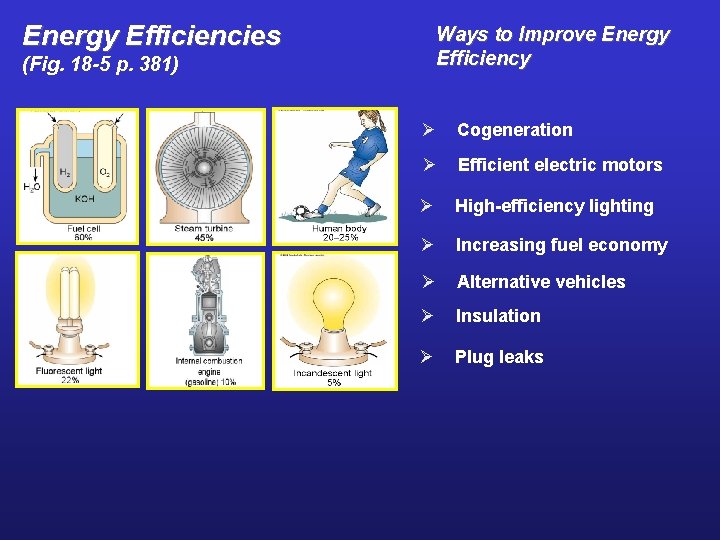 Energy Efficiencies Ways to Improve Energy Efficiency (Fig. 18 -5 p. 381) Ø Cogeneration