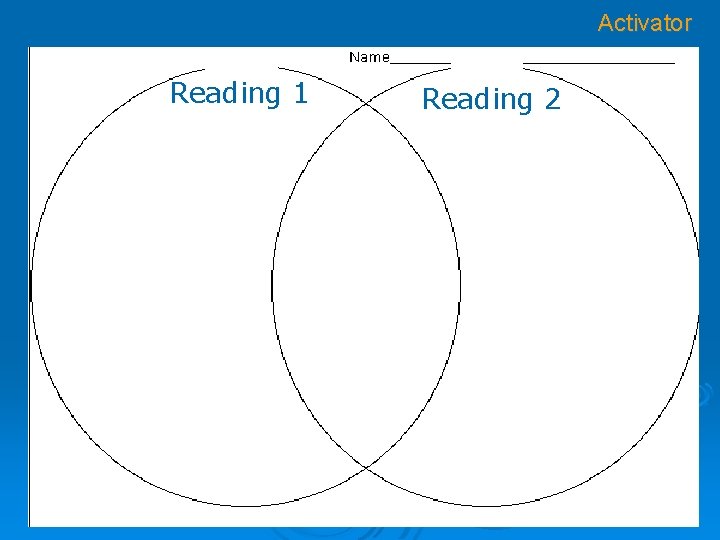 Activator Reading 1 1. 2. Reading 2 1. 1. 2. 