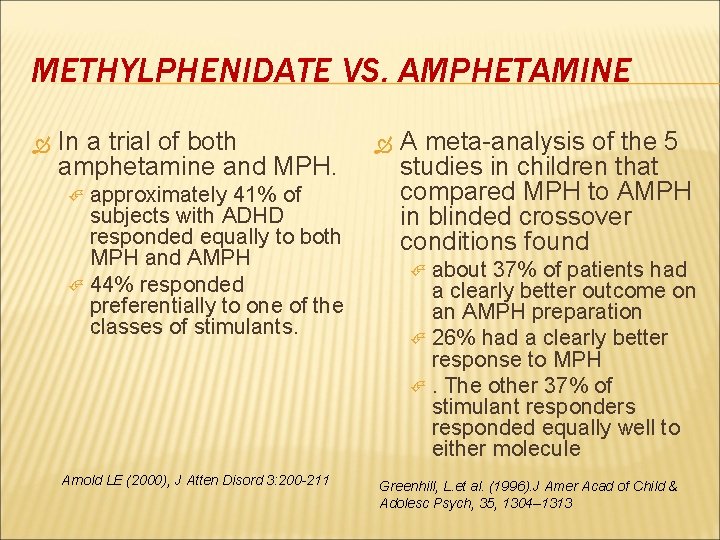 METHYLPHENIDATE VS. AMPHETAMINE In a trial of both amphetamine and MPH. approximately 41% of