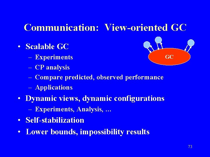 Communication: View-oriented GC • Scalable GC – – GC Experiments CP analysis Compare predicted,