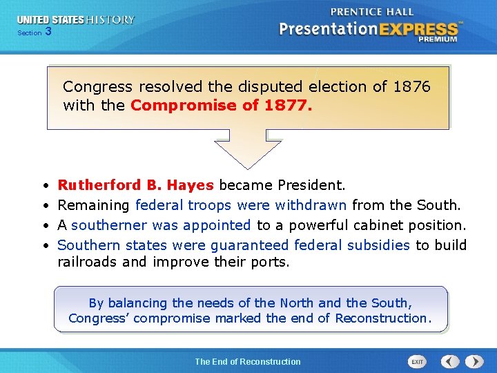 Chapter Section 3 25 Section 1 Congress resolved the disputed election of 1876 with