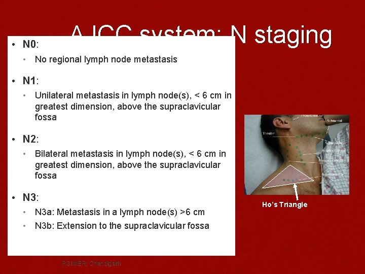  • N 0: AJCC system: N staging • No regional lymph node metastasis