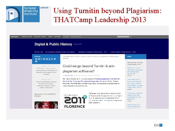 Using Turnitin beyond Plagiarism: THATCamp Leadership 2013 