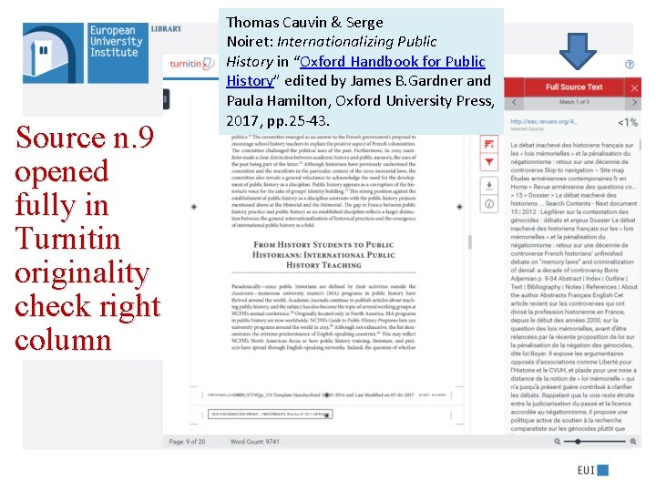 Source n. 9 opened fully in Turnitin originality check right column Thomas Cauvin &