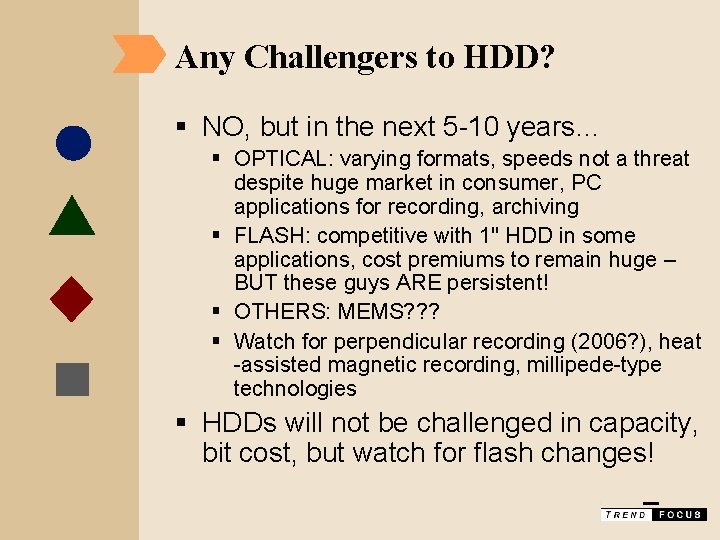 Any Challengers to HDD? § NO, but in the next 5 -10 years… §
