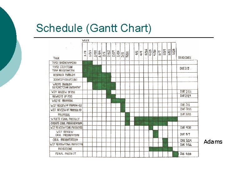 Schedule (Gantt Chart) Adams 