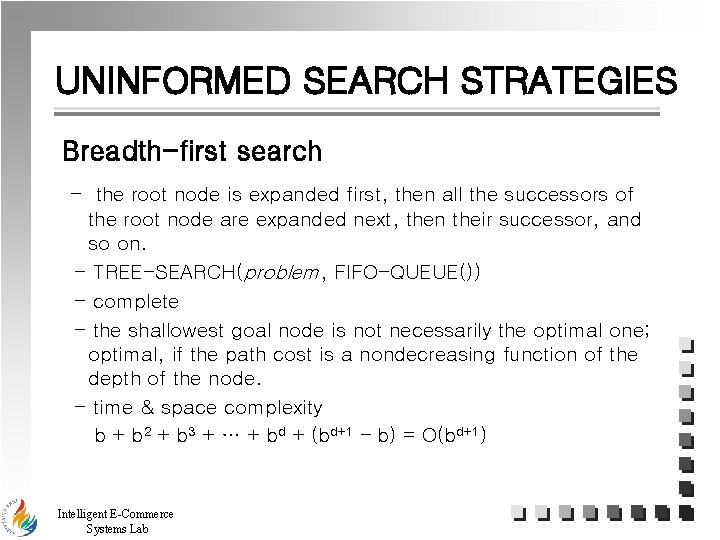 UNINFORMED SEARCH STRATEGIES Breadth-first search - the root node is expanded first, then all