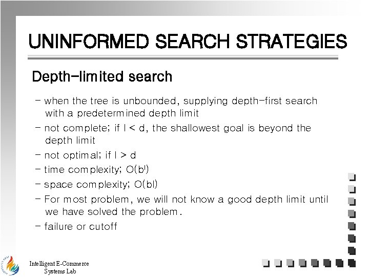 UNINFORMED SEARCH STRATEGIES Depth-limited search - when the tree is unbounded, supplying depth-first search