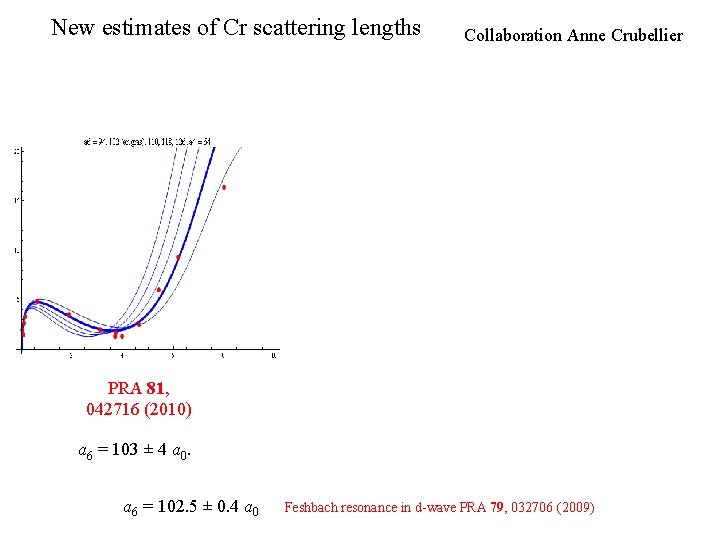 New estimates of Cr scattering lengths Collaboration Anne Crubellier PRA 81, 042716 (2010) a New estimates of Cr scattering lengths Collaboration Anne Crubellier PRA 81, 042716 (2010) a