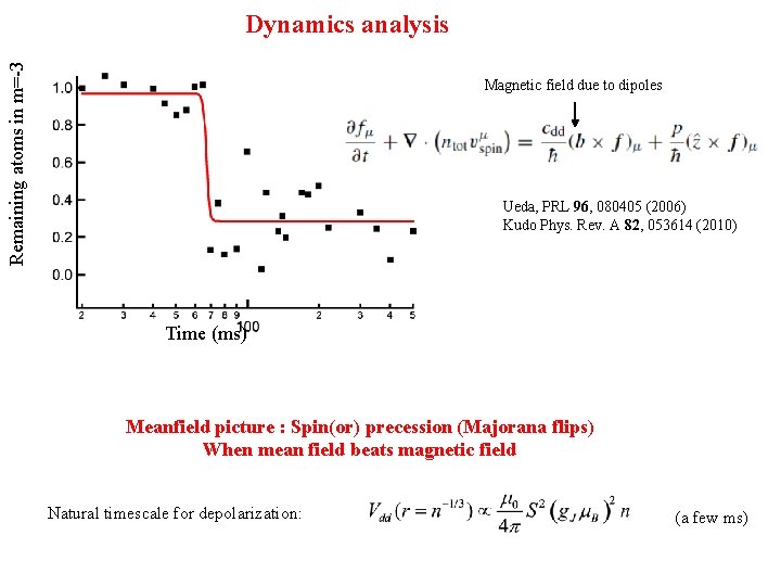 Remaining atoms in m=-3 Dynamics analysis Magnetic field due to dipoles Ueda, PRL 96, Remaining atoms in m=-3 Dynamics analysis Magnetic field due to dipoles Ueda, PRL 96,