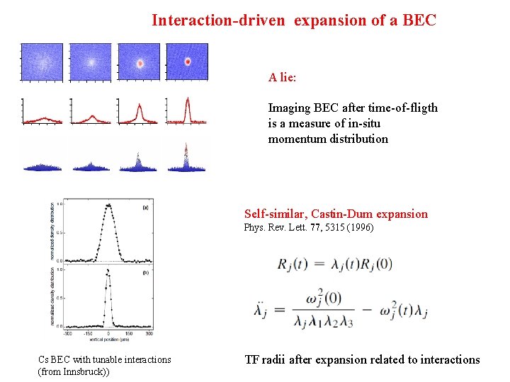 Interaction-driven expansion of a BEC A lie: Imaging BEC after time-of-fligth is a measure Interaction-driven expansion of a BEC A lie: Imaging BEC after time-of-fligth is a measure