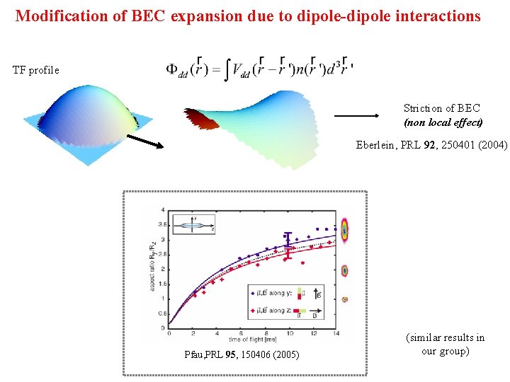 Modification of BEC expansion due to dipole-dipole interactions TF profile Striction of BEC (non Modification of BEC expansion due to dipole-dipole interactions TF profile Striction of BEC (non