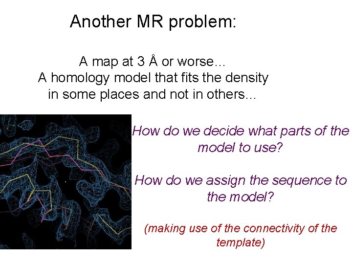 Another MR problem: A map at 3 Å or worse… A homology model that