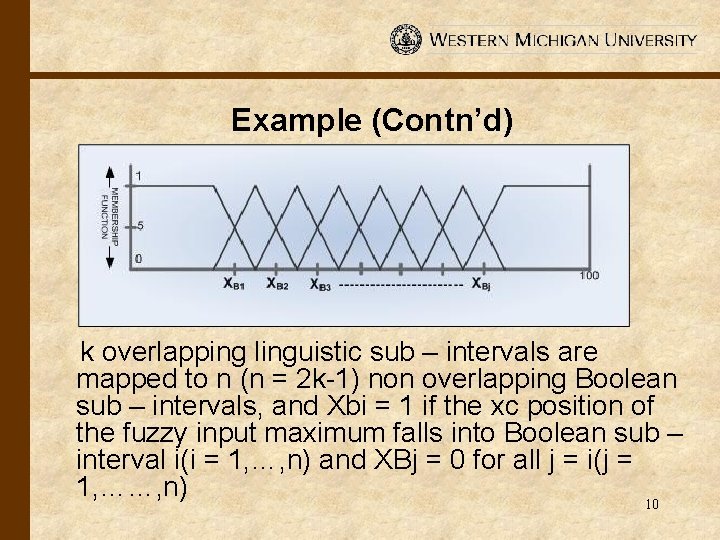 Example (Contn’d) k overlapping linguistic sub – intervals are mapped to n (n =