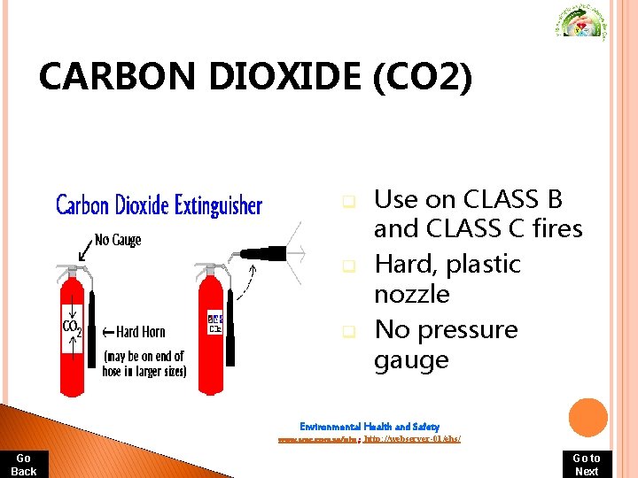 CARBON DIOXIDE (CO 2) q q q Use on CLASS B and CLASS C CARBON DIOXIDE (CO 2) q q q Use on CLASS B and CLASS C