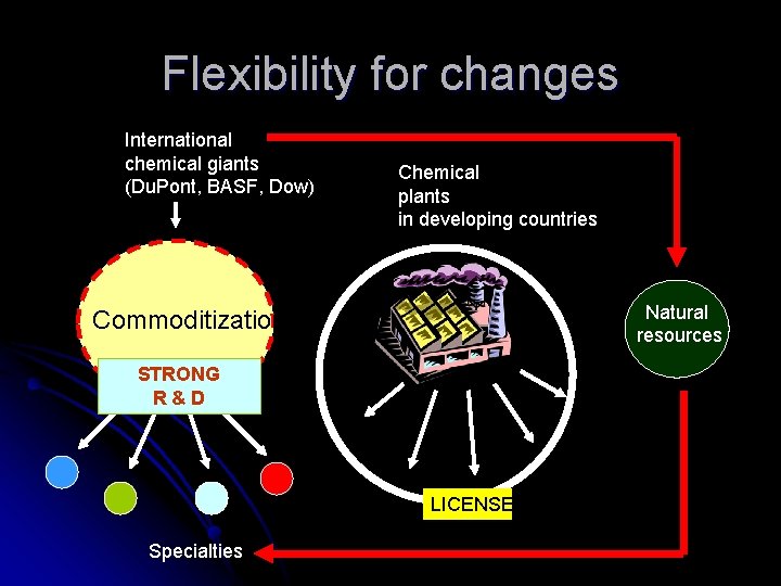 Flexibility for changes International chemical giants (Du. Pont, BASF, Dow) Chemical plants in developing