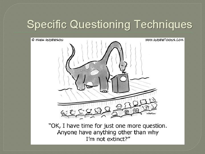 Specific Questioning Techniques 