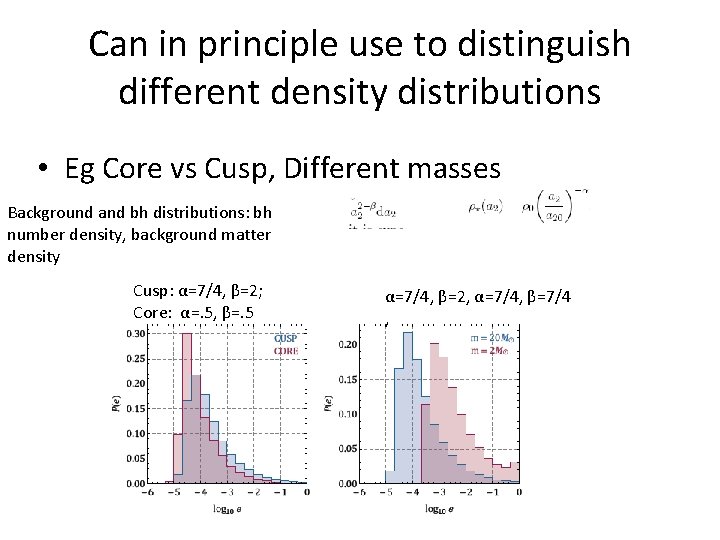 Can in principle use to distinguish different density distributions • Eg Core vs Cusp,