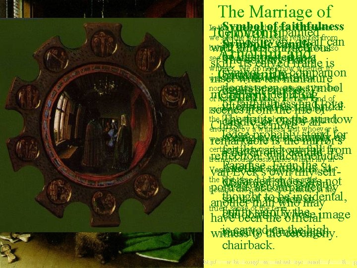 The Marriage of Symbol of faithfulness In the mirror at the back of the