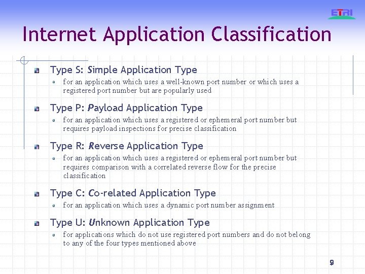 Internet Application Classification Type S: Simple Application Type for an application which uses a