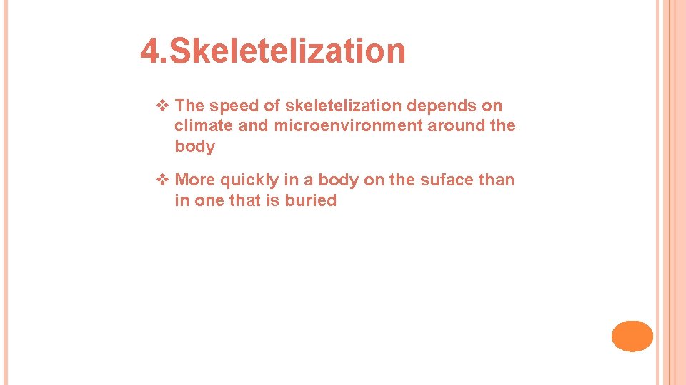 4. Skeletelization v The speed of skeletelization depends on climate and microenvironment around the