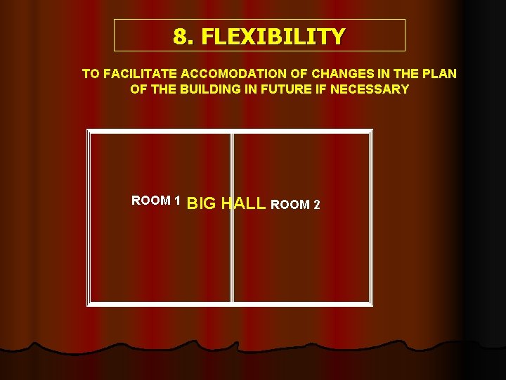 8. FLEXIBILITY TO FACILITATE ACCOMODATION OF CHANGES IN THE PLAN OF THE BUILDING IN