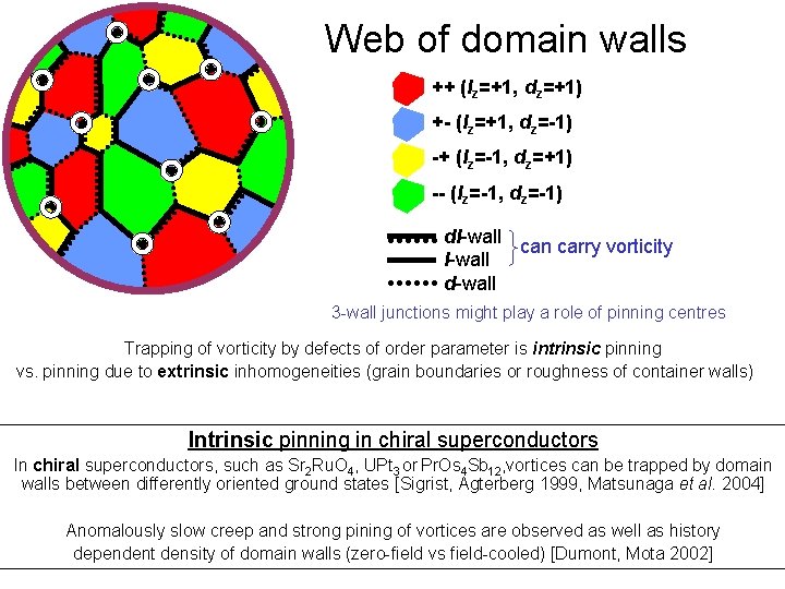 Web of domain walls ++ (lz=+1, dz=+1) +- (lz=+1, dz=-1) -+ (lz=-1, dz=+1) --