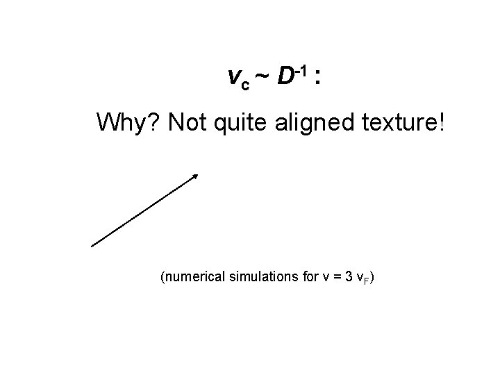 vc ~ D-1 : Why? Not quite aligned texture! (numerical simulations for v =