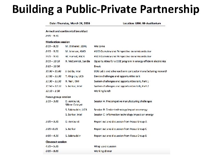 Building a Public-Private Partnership 