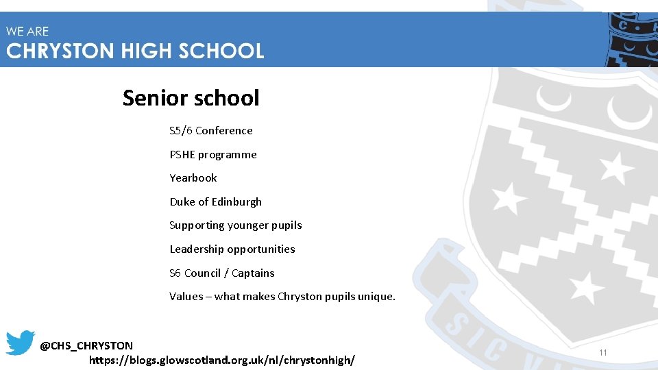 Senior school S 5/6 Conference PSHE programme Yearbook Duke of Edinburgh Supporting younger pupils