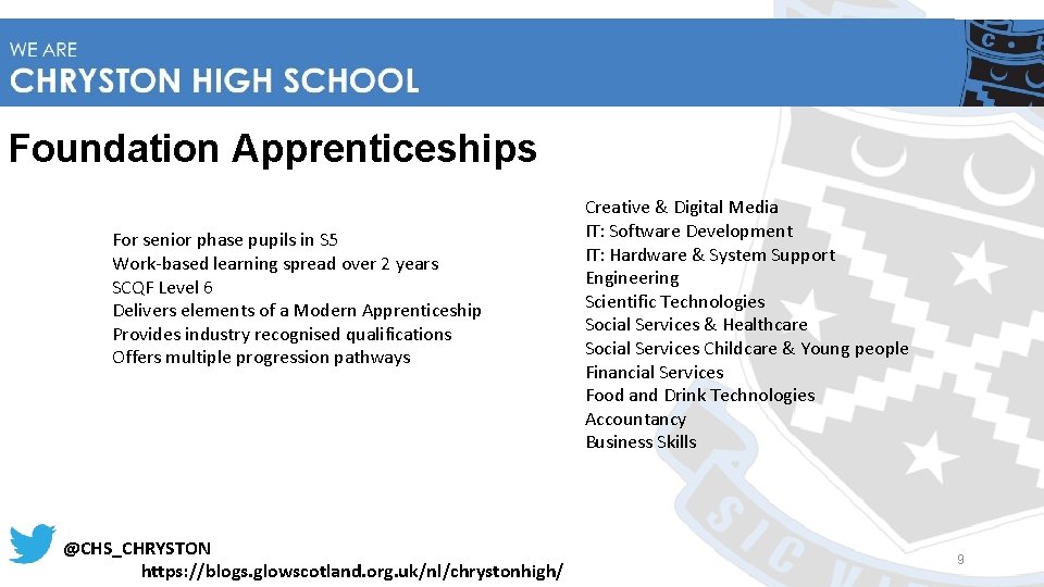 Foundation Apprenticeships For senior phase pupils in S 5 Work-based learning spread over 2