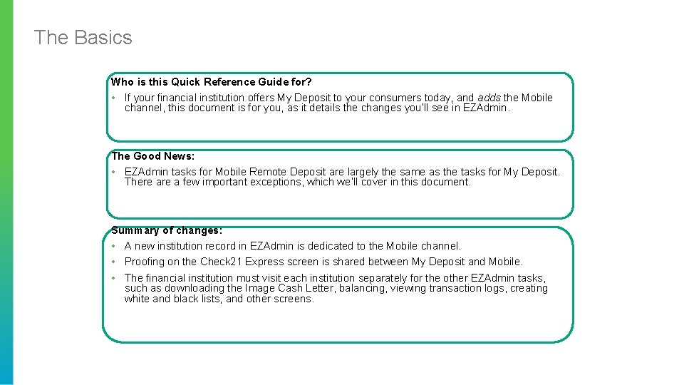 The Basics Who is this Quick Reference Guide for? • If your financial institution