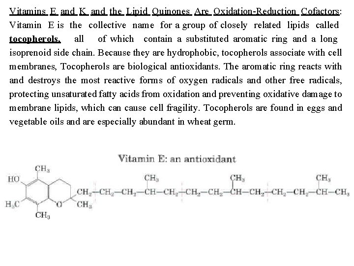 Vitamins E and K and the Lipid Quinones Are Oxidation Reduction Cofactors: Vitamin E