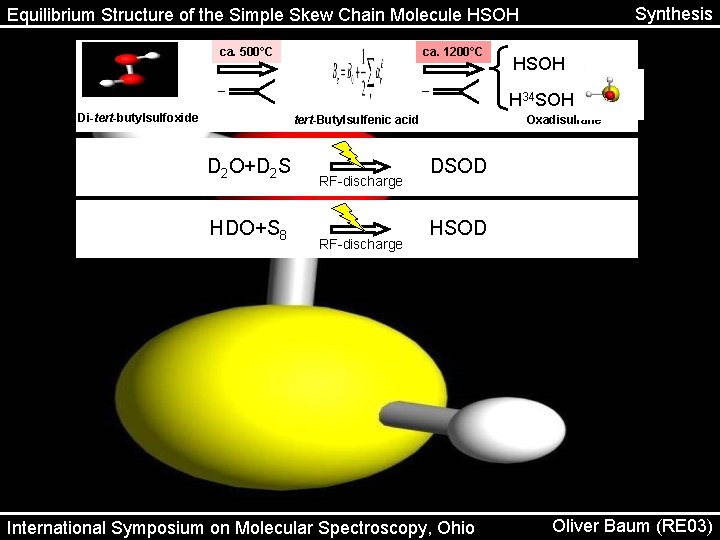 Synthesis Equilibrium Structure of the Simple Skew Chain Molecule HSOH ca. 500°C ca. 1200°C