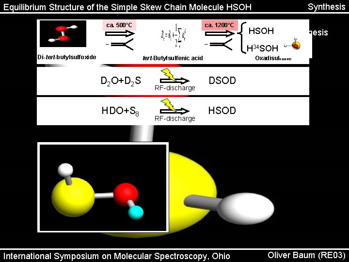 Synthesis Equilibrium Structure of the Simple Skew Chain Molecule HSOH ca. 500°C ca. 1200°C